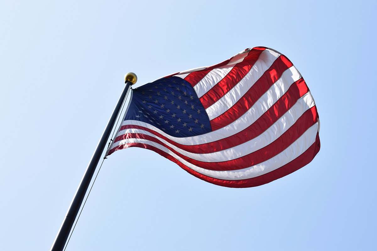 flag flag of America waving on pole emblem